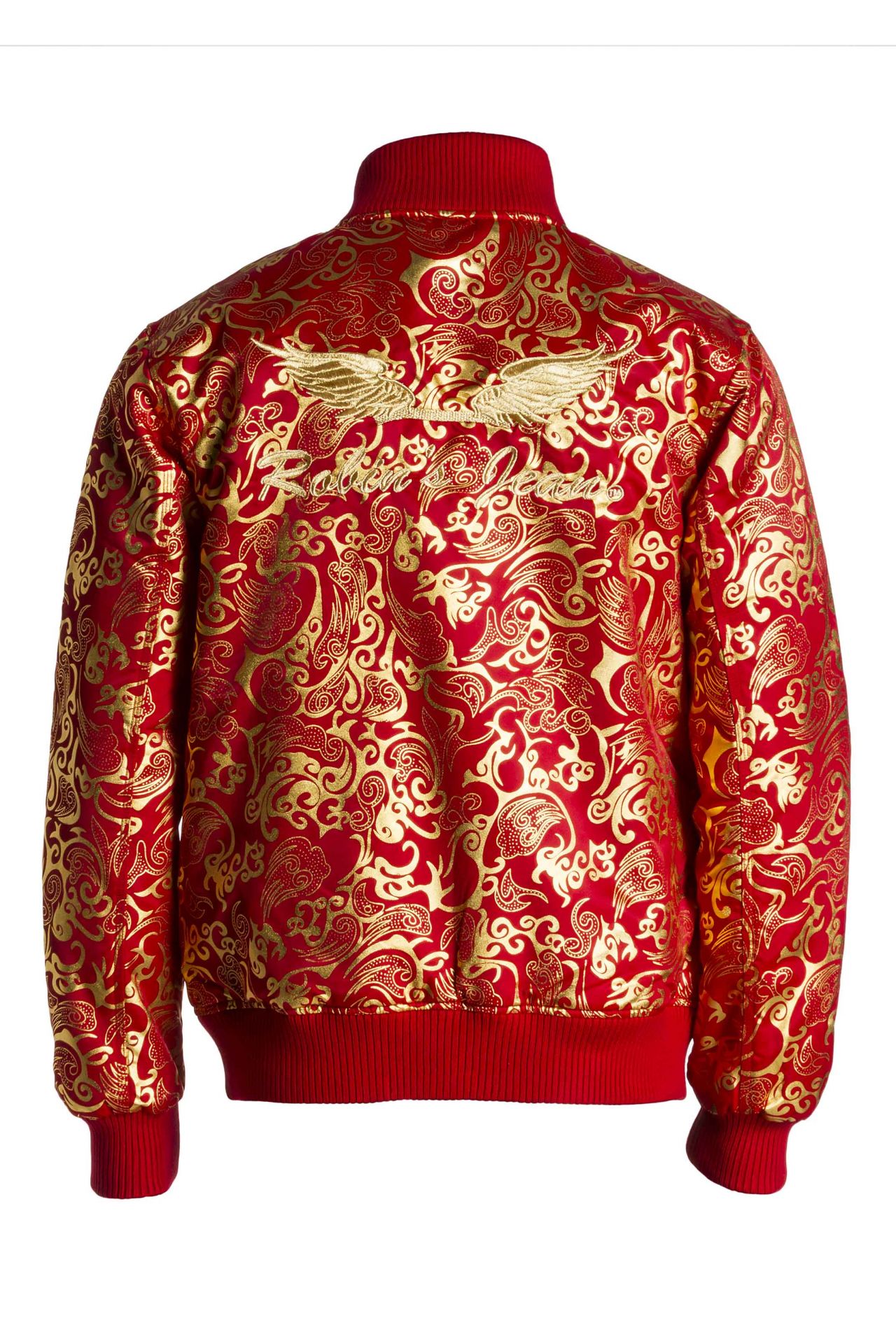 CLOUDS REVERSIBLE BOMBER JACKET IN RED AND GOLD