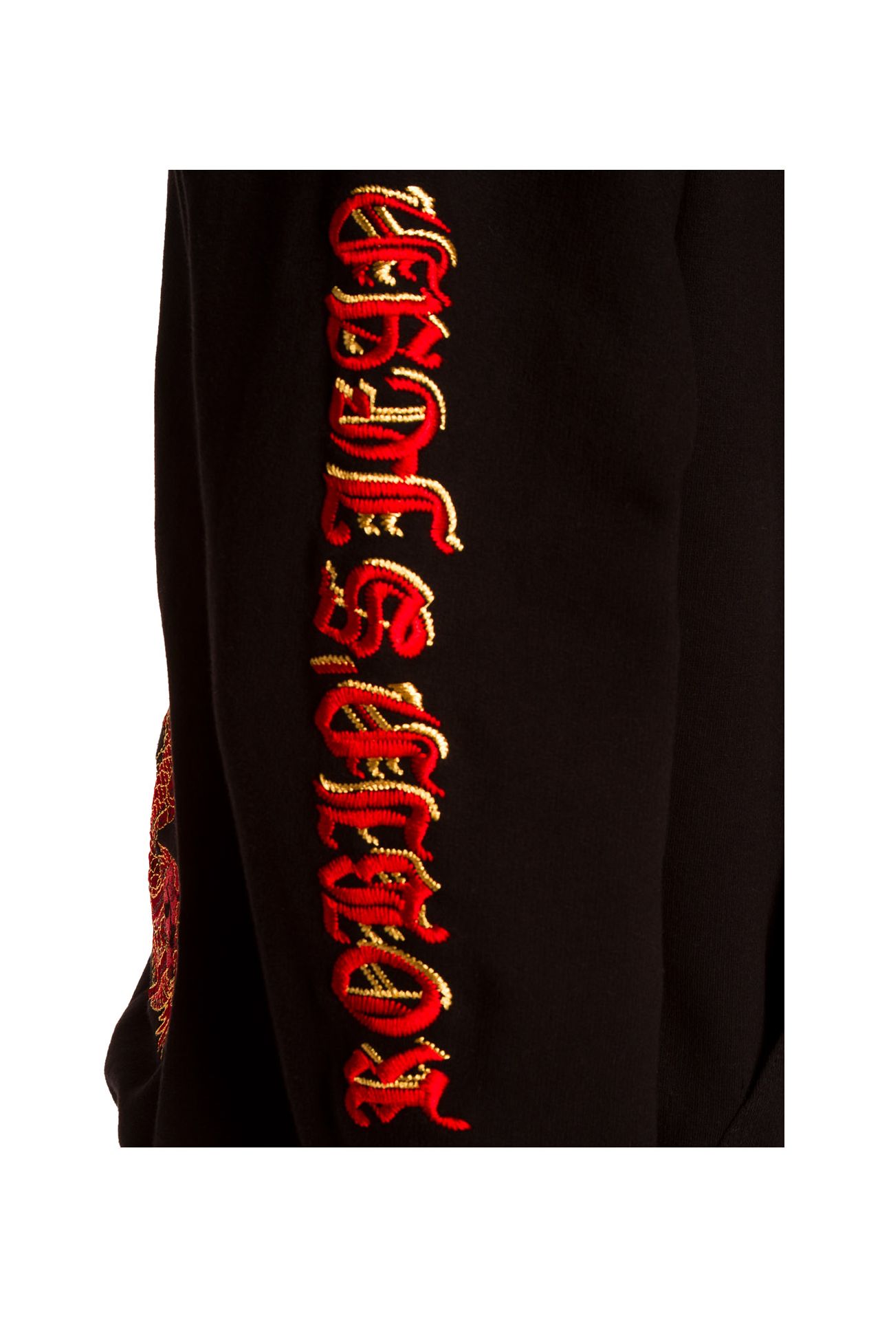 LUCKY DRAGON HOODIE W/ GOLD AND RED IN BLACK