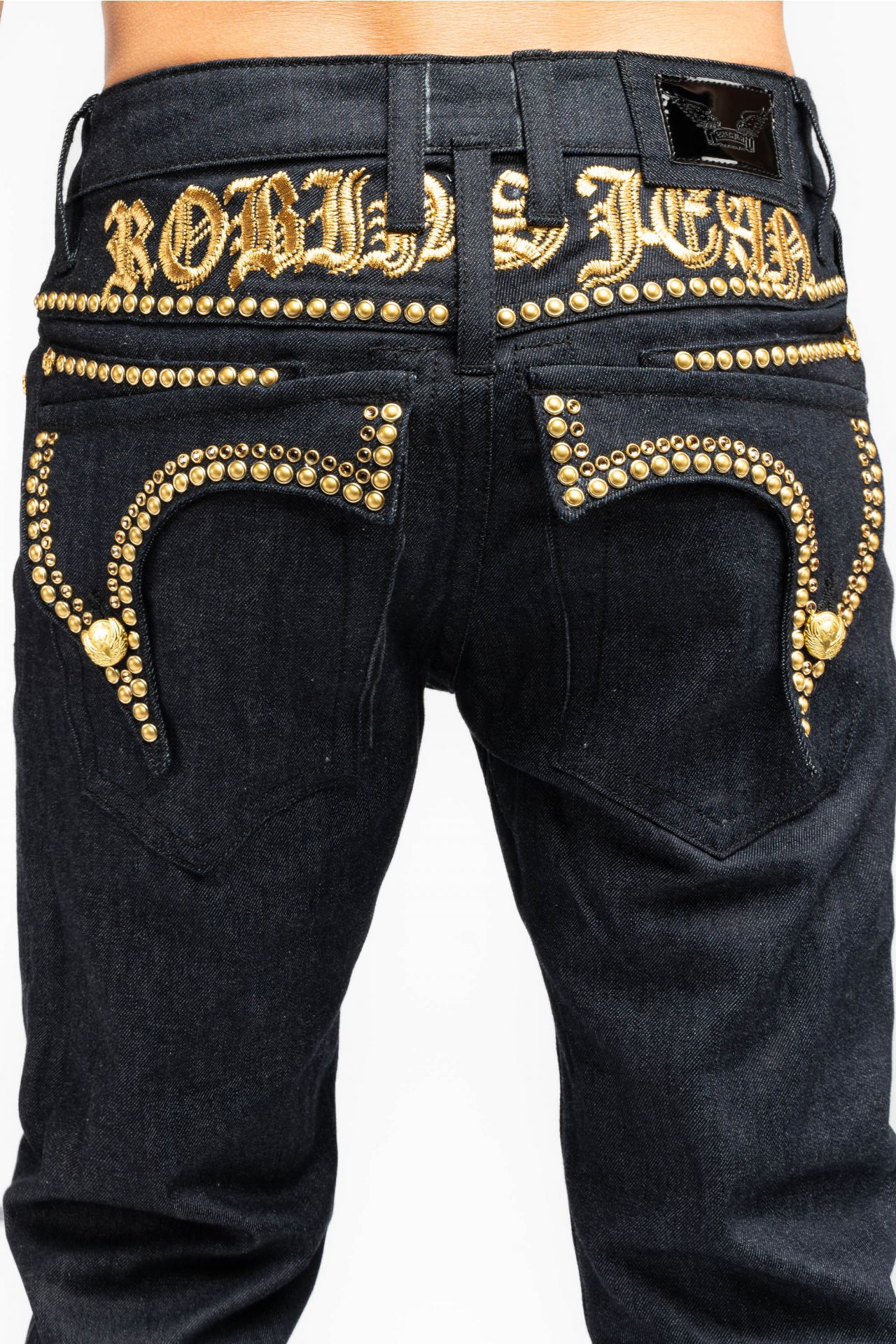 MENS RAW DENIM SLIM FIT KILLER FLAP JEANS WITH O.E. SCRIPT STUDS AND ...