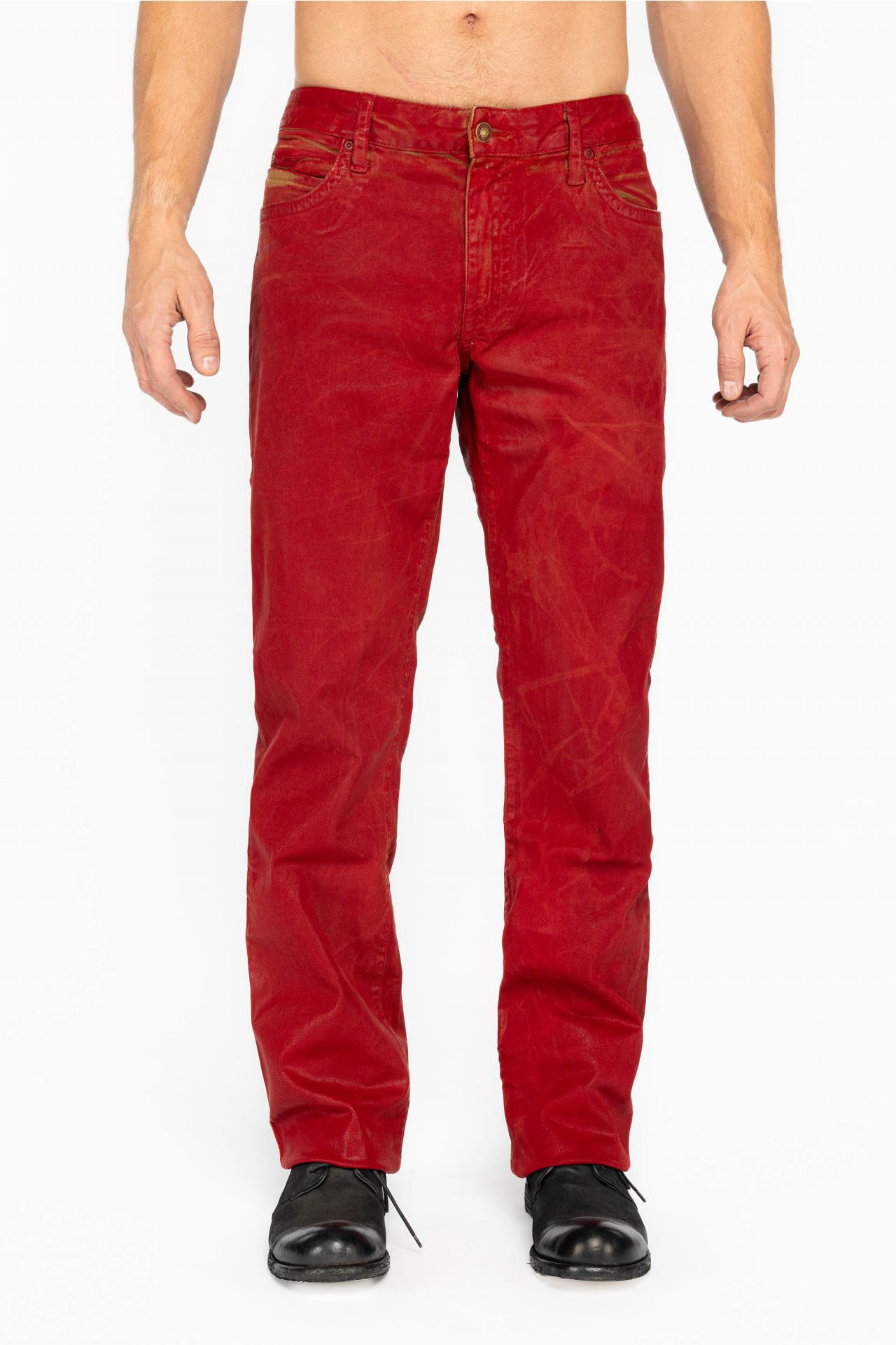 CLASSIC 5 POCKET STRAIGHT LEG JEANS IN CUIR DOUBLE RED