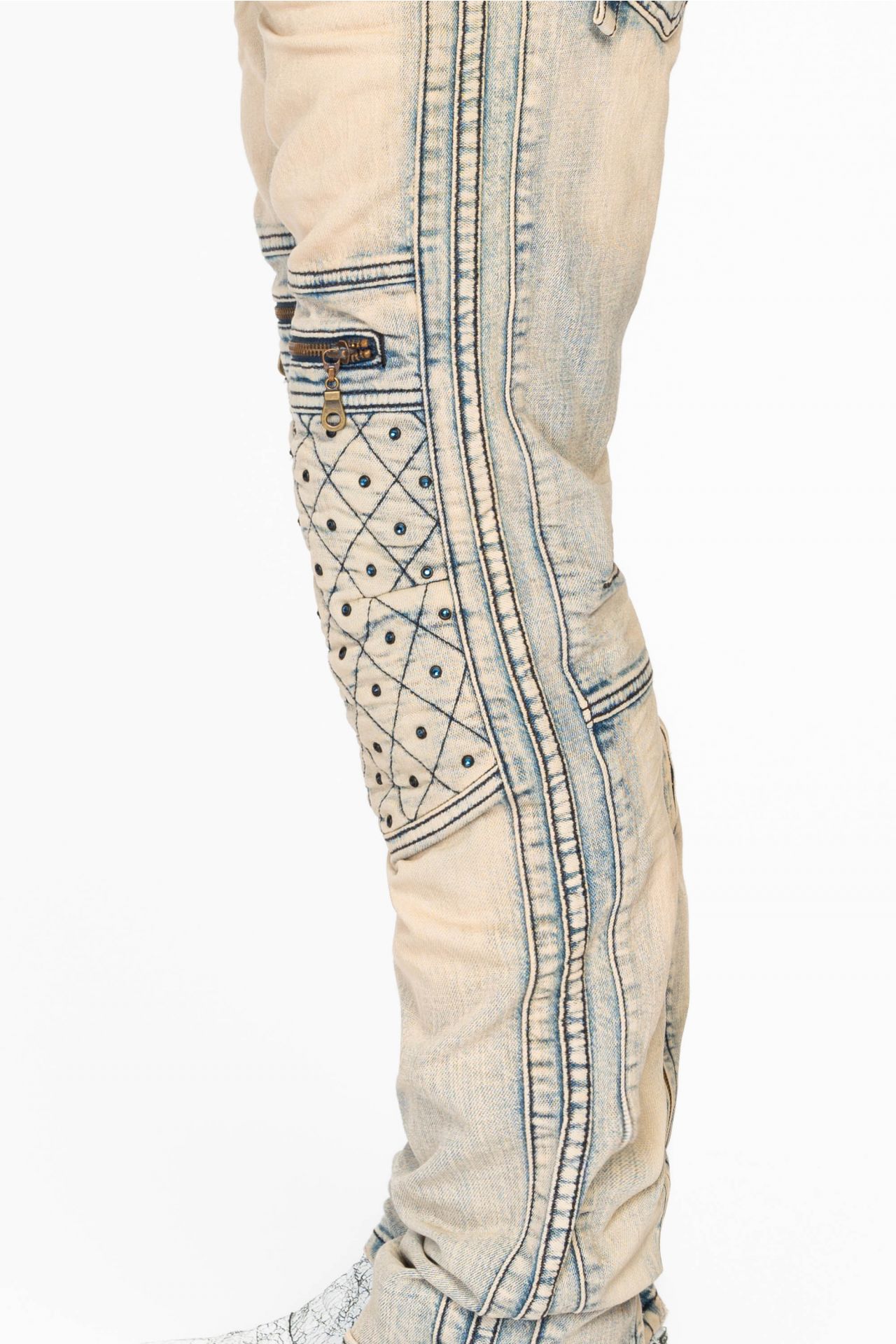 Mens Biker Jeans with Crystals