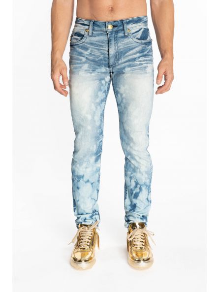 KILLER FLAP MENS SKINNY JEANS IN NEW CLOUD JAPAN WITH GOLD AND SILVER EMBROIDERY PATCH