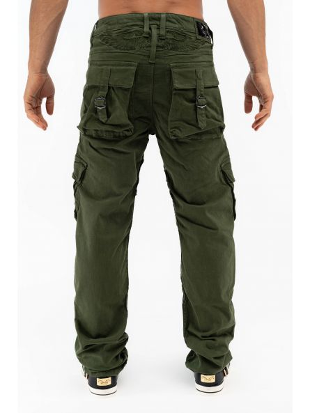 ROBINS NEW MILITARY STYLE CARGO PANTS IN GREEN ARMY